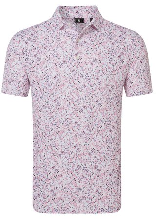 FootJoy Watercolour Floral Print Pique heren polo, white/pink pop/black