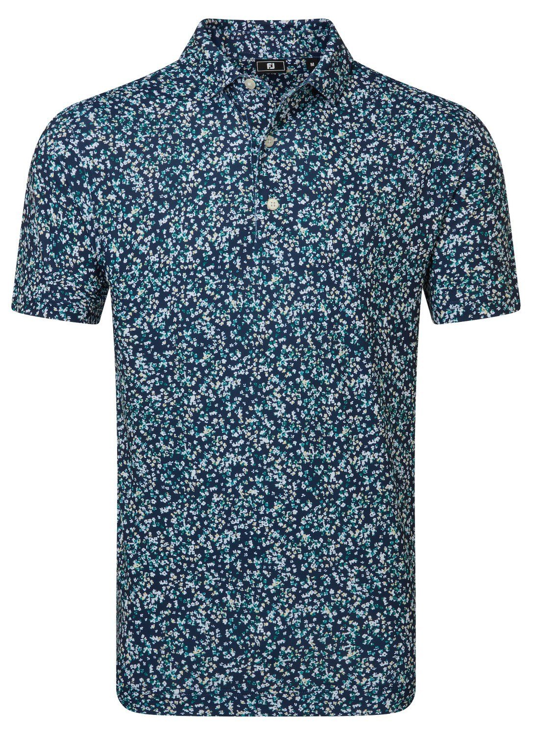FootJoy Watercolour Floral Print Pique heren polo, navy/sunshine/field green