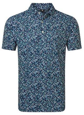 FootJoy Watercolour Floral Print Pique heren polo, navy/sunshine/field green