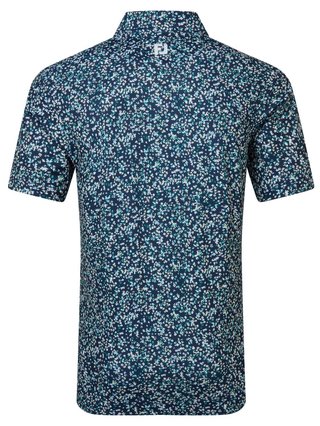 FootJoy Watercolour Floral Print Pique heren polo, navy/sunshine/field green