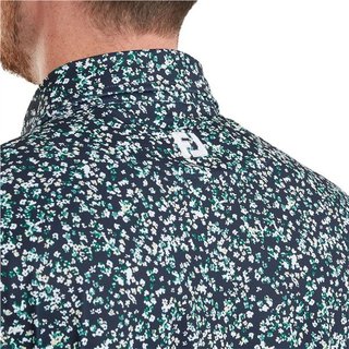 FootJoy Watercolour Floral Print Pique heren polo, navy/sunshine/field green