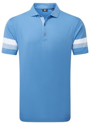 FootJoy Sleeve Stripe Pique heren polo, coastal blue/chambray/white