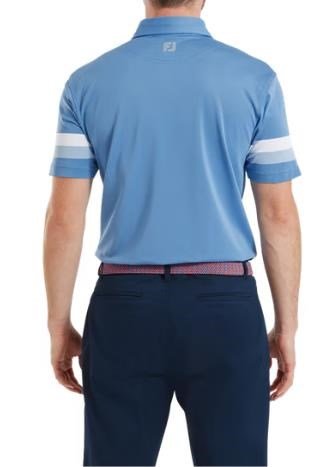 FootJoy Sleeve Stripe Pique heren polo, coastal blue/chambray/white