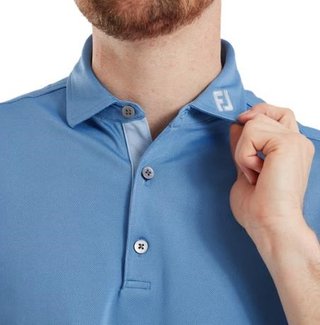 FootJoy Sleeve Stripe Pique heren polo, coastal blue/chambray/white