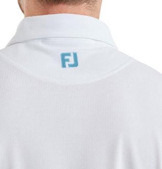 FootJoy Sleeve Stripe Pique heren polo, wit/blue reef/sea glass