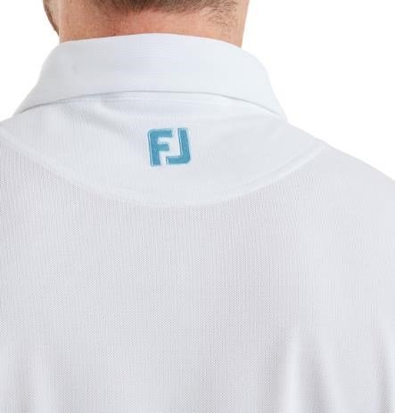 FootJoy Sleeve Stripe Pique heren polo, wit/blue reef/sea glass