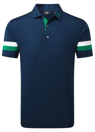 FootJoy Sleeve Stripe Pique heren polo, navy/field green/white
