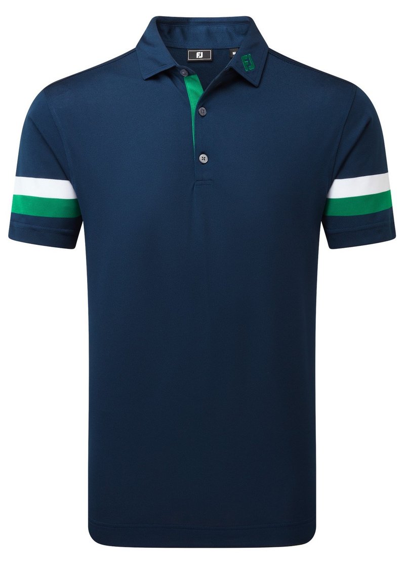 FootJoy Sleeve Stripe Pique heren polo, navy/field green/white