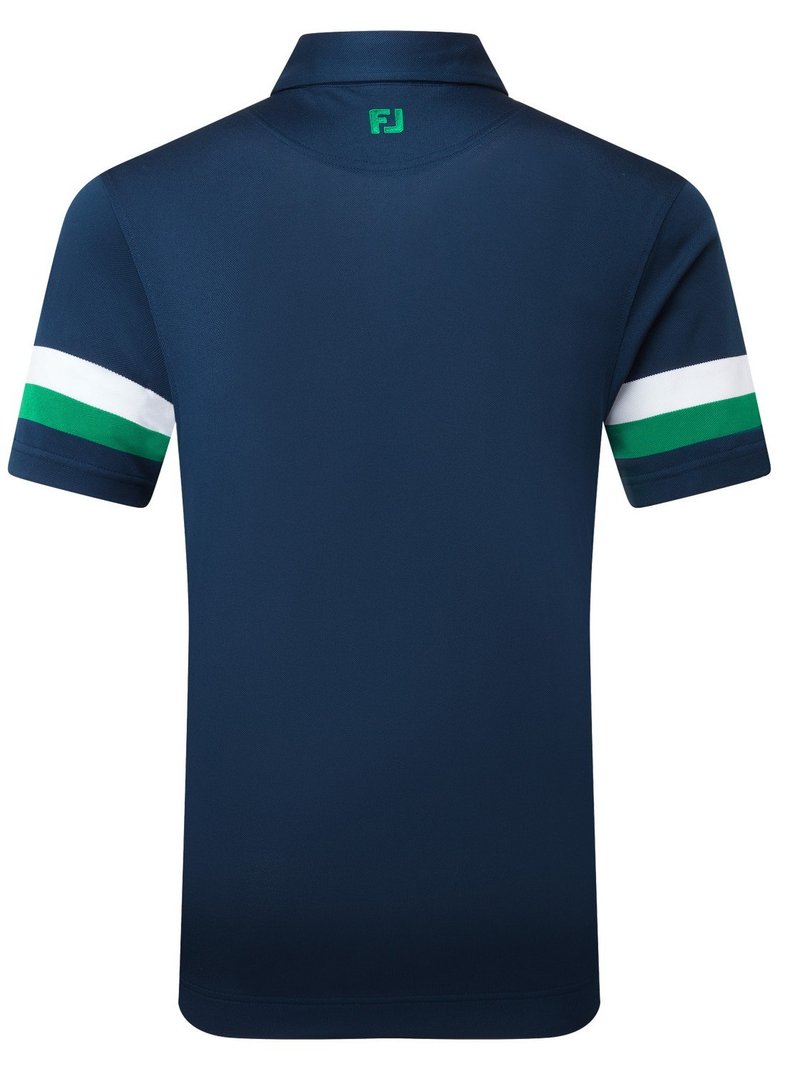 FootJoy Sleeve Stripe Pique heren polo, navy/field green/white