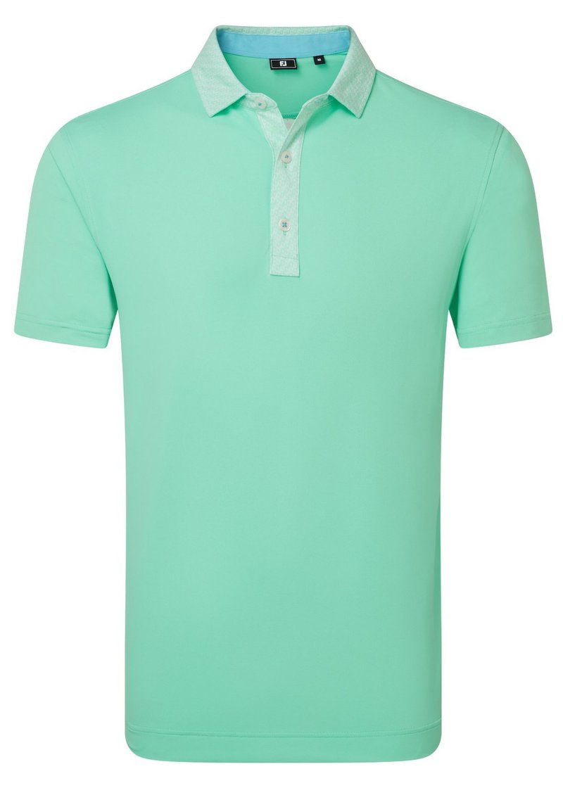 FootJoy Star Geo Trim Pique heren polo, sea glass