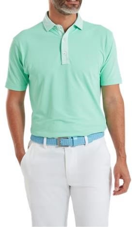 FootJoy Star Geo Trim Pique heren polo, sea glass