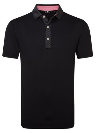 FootJoy Star Geo Trim Pique heren polo, zwart