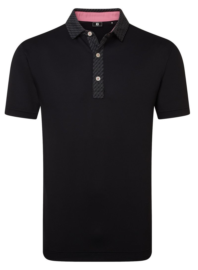 FootJoy Star Geo Trim Pique heren polo, zwart