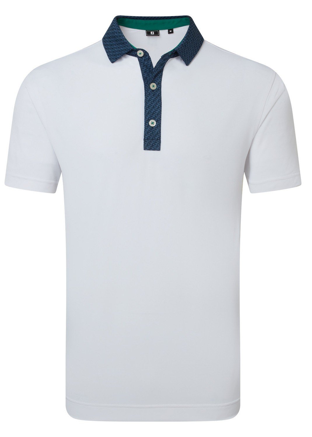 FootJoy Star Geo Trim Pique heren polo, wit/navy