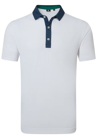 FootJoy Star Geo Trim Pique heren polo, wit/navy
