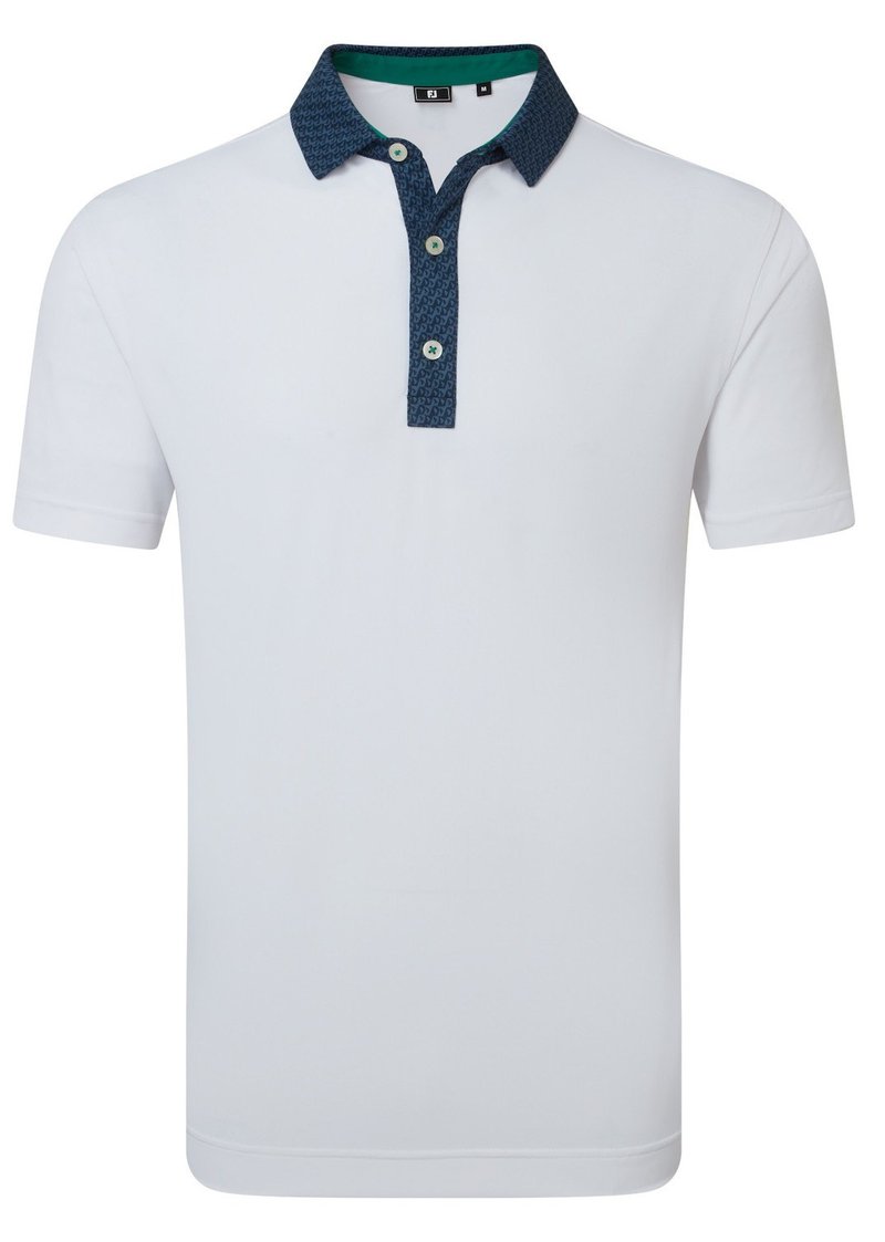 FootJoy Star Geo Trim Pique heren polo, wit/navy