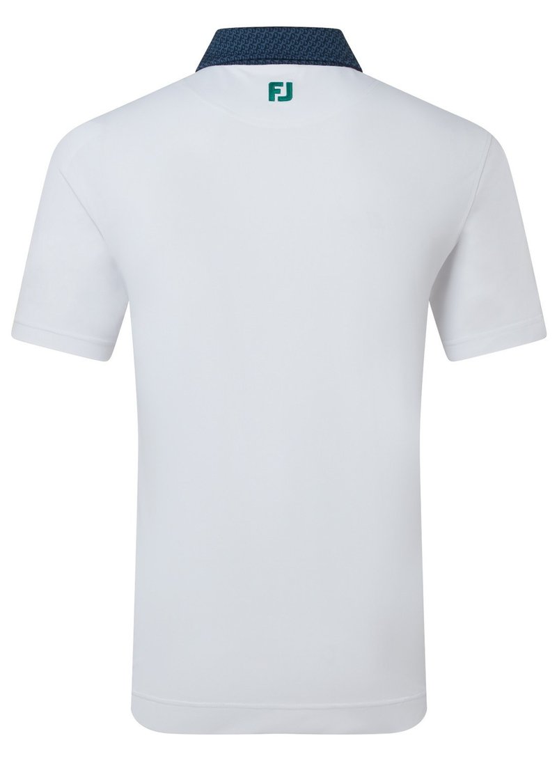 FootJoy Star Geo Trim Pique heren polo, wit/navy
