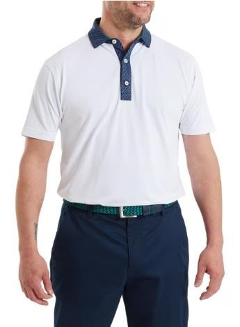 FootJoy Star Geo Trim Pique heren polo, wit/navy