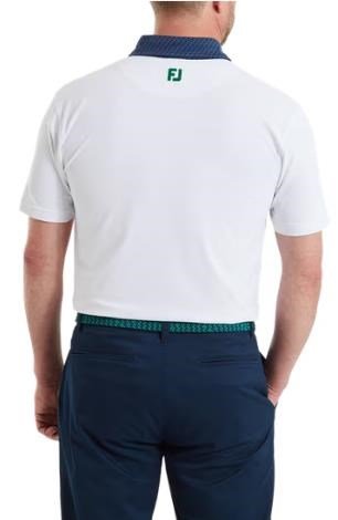 FootJoy Star Geo Trim Pique heren polo, wit/navy