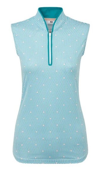 FootJoy Zip Front Tank Printed dames polo, blauw/wit/perzik