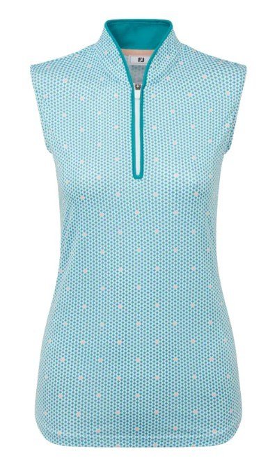 FootJoy Zip Front Tank Printed dames polo, blauw/wit/perzik