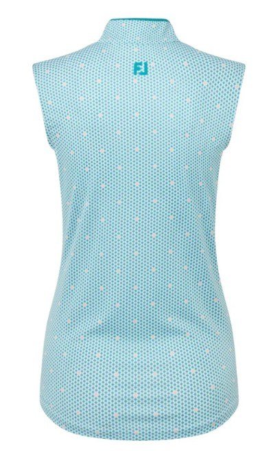 FootJoy Zip Front Tank Printed dames polo, blauw/wit/perzik