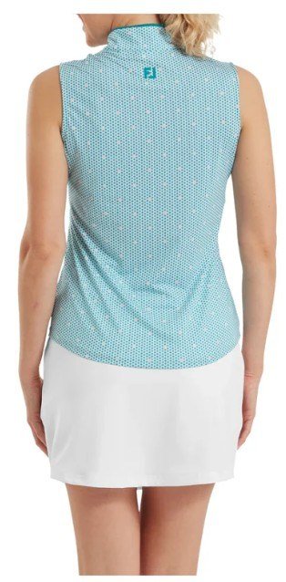 FootJoy Zip Front Tank Printed dames polo, blauw/wit/perzik