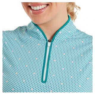 FootJoy Zip Front Tank Printed dames polo, blauw/wit/perzik