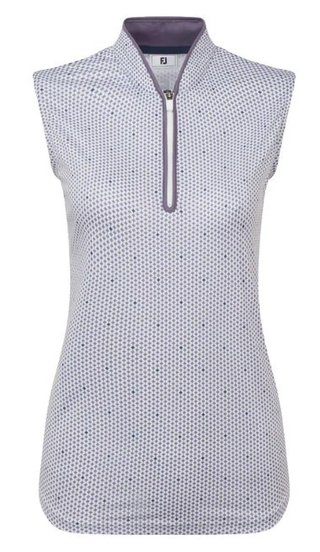 FootJoy Zip Front Tank Printed dames polo, navy/white/dusty violet