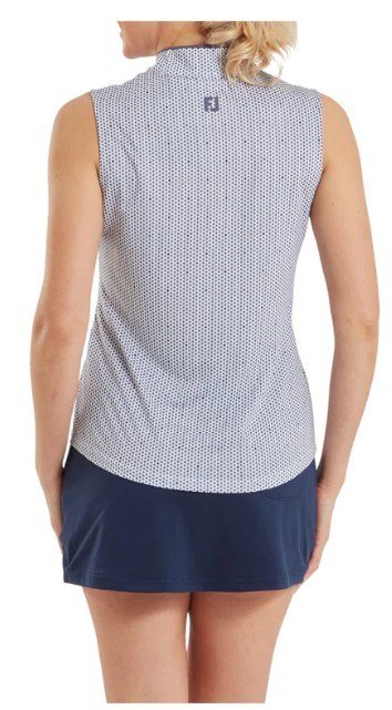 FootJoy Zip Front Tank Printed dames polo, navy/white/dusty violet