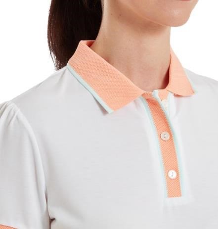 FootJoy Cap Sleeve dames polo, wit/desert peach