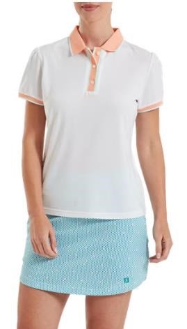 FootJoy Cap Sleeve dames polo, wit/desert peach