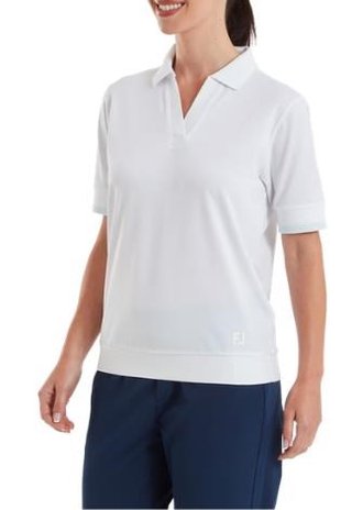 FootJoy Texture Knit dames polo, wit/glacial blue