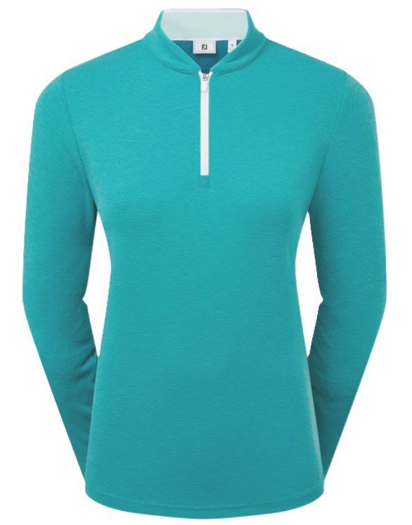 FootJoy 1/4 Zip Blade Collar Midlayer dames sweater, tile blue/glacial blue/wit