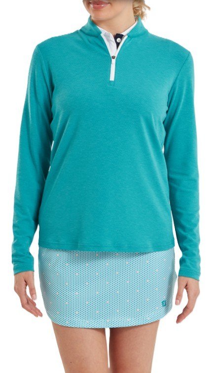 FootJoy 1/4 Zip Blade Collar Midlayer dames sweater, tile blue/glacial blue/wit