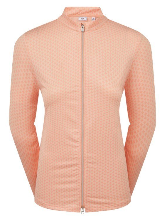 FootJoy Midlayer Full Zip Printed Sleeve dames sweatshirt, desert peach