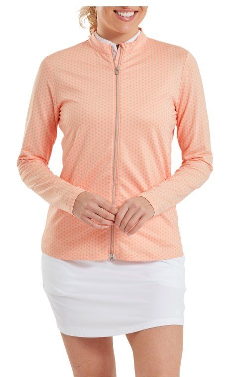 FootJoy Midlayer Full Zip Printed Sleeve dames sweatshirt, desert peach