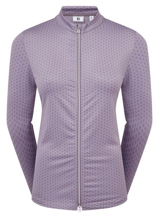 FootJoy Midlayer Full Zip Printed Sleeve dames sweater, dusty violet