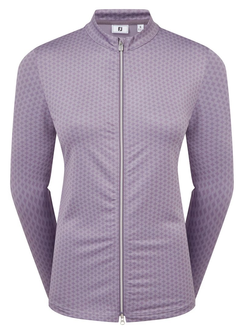 FootJoy Midlayer Full Zip Printed Sleeve dames sweater, dusty violet