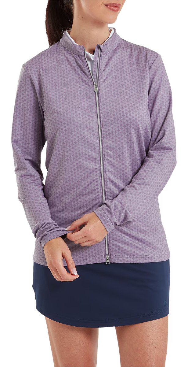 FootJoy Midlayer Full Zip Printed Sleeve dames sweater, dusty violet