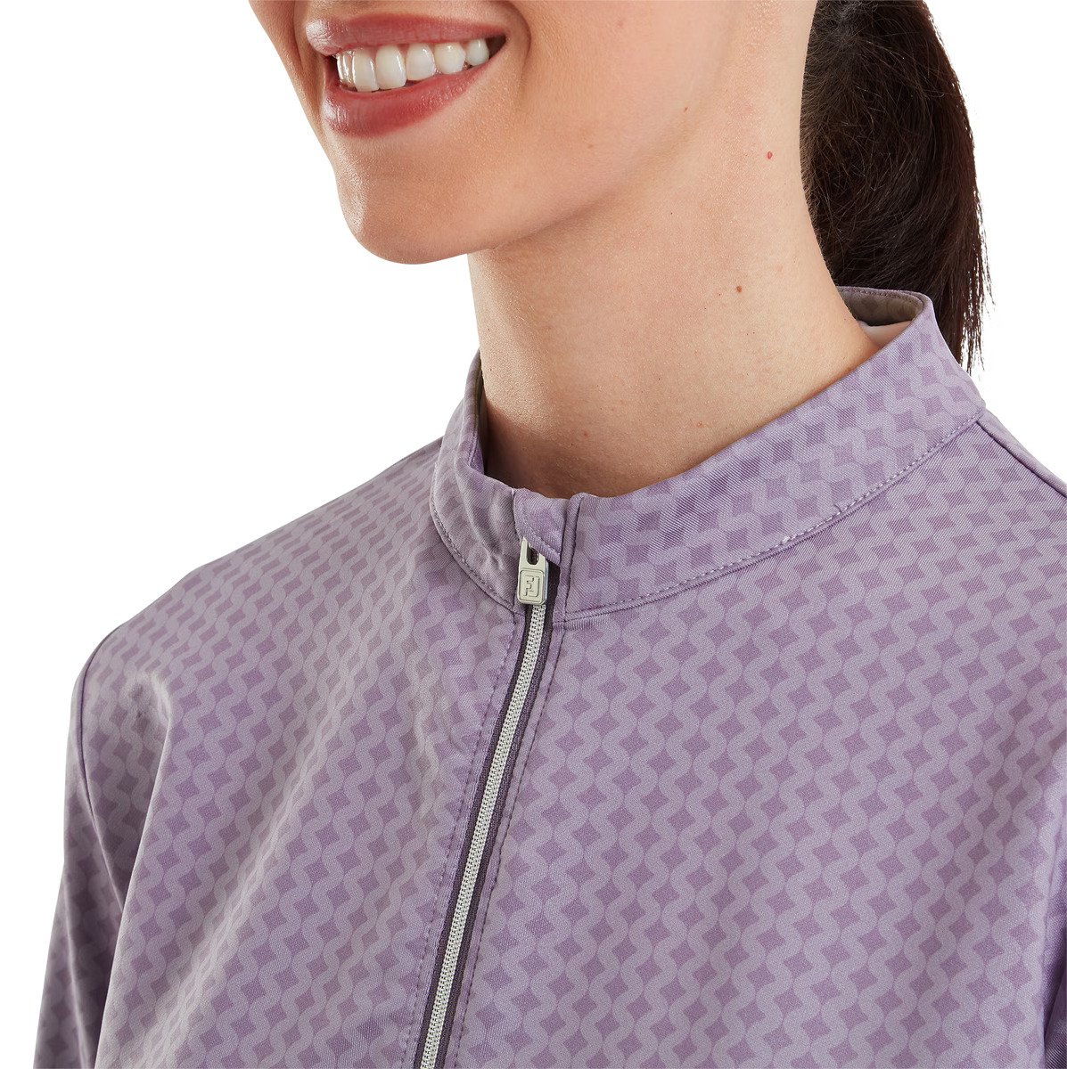 FootJoy Midlayer Full Zip Printed Sleeve dames sweater, dusty violet