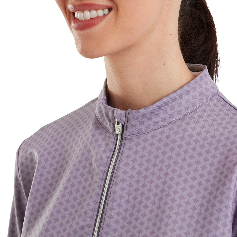 FootJoy Midlayer Full Zip Printed Sleeve dames sweater, dusty violet