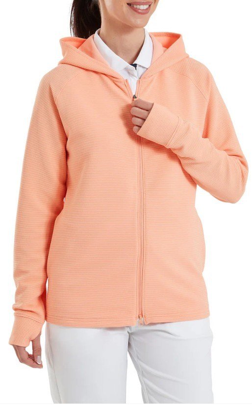 FootJoy Full-Zip Ottoman Hoodie dames sweatshirt, desert peach