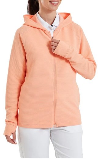 FootJoy Full-Zip Ottoman Hoodie dames sweatshirt, desert peach