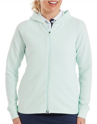 FootJoy Full-Zip Ottoman Hoodie dames sweatshirt, glacial blue