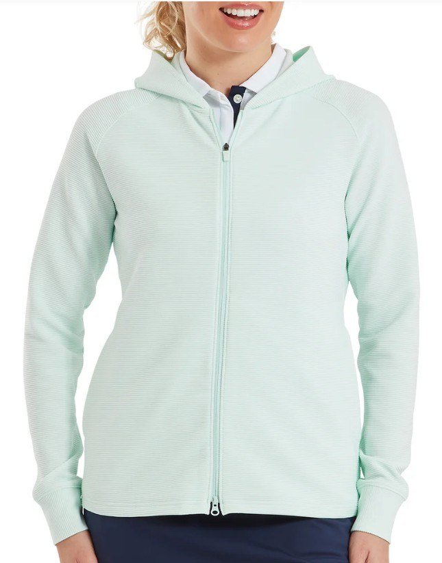 FootJoy Full-Zip Ottoman Hoodie dames sweatshirt, glacial blue