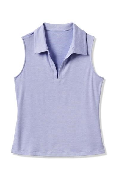 Travis Mathew Skyloft Light Sleeveless dames polo, heather soft blue