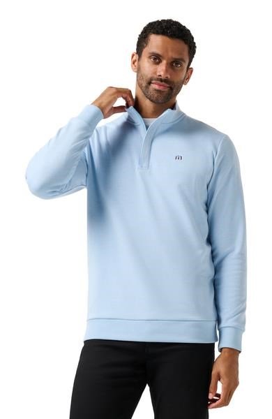 Travis Mathew Cloud Quarter Zip 2.0 heren pullover, heather powder blue