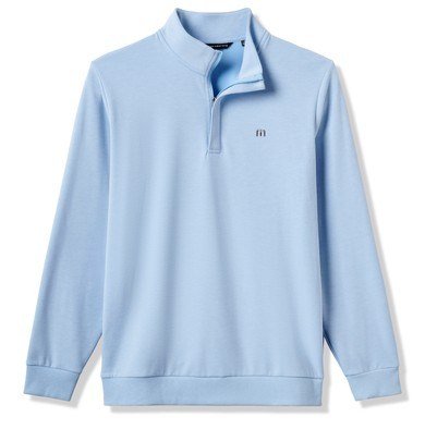 Travis Mathew Cloud Quarter Zip 2.0 heren pullover, heather powder blue