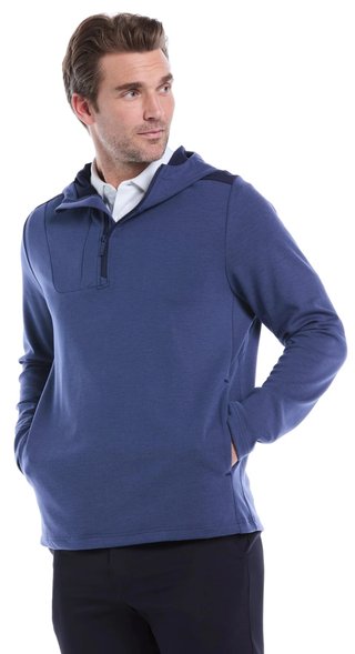 Callaway Soft Touch 1/4 Zip Premium heren hoodie, heather peacoat